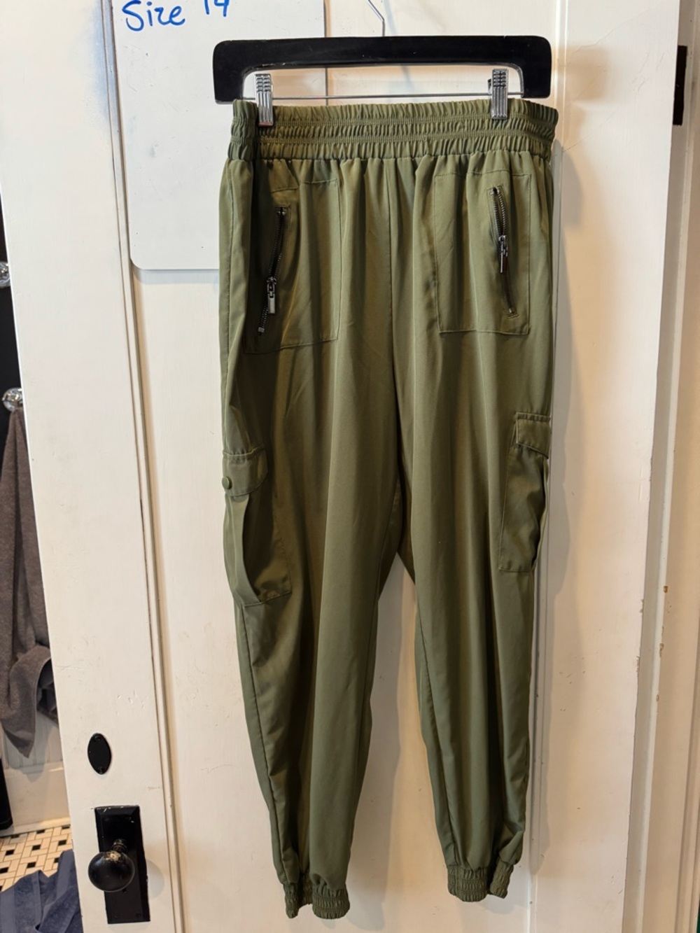 Olive Green Women's Cargo Jogger Pants - Elastic Waist